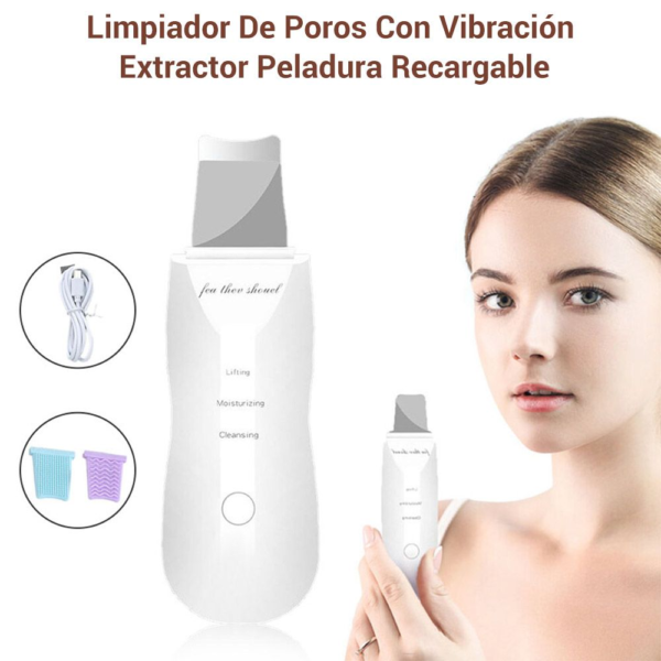 Peeling Facial Ultrasónico USB Recargable – Limpieza Profunda, Reducción de Acné y Puntos Negros | Piel Suave y Radiante