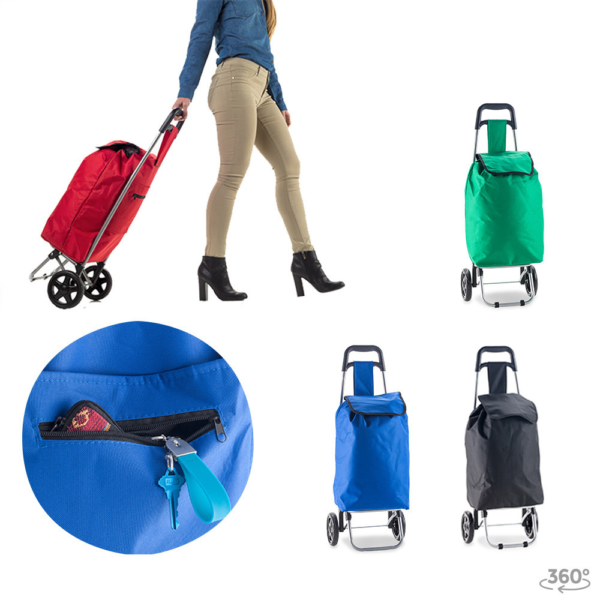Trolley para Mercado con Bolsa de Poliéster y Bolsillo Posterior – Resistente hasta 15kg, Varios Colores - Imagen 5